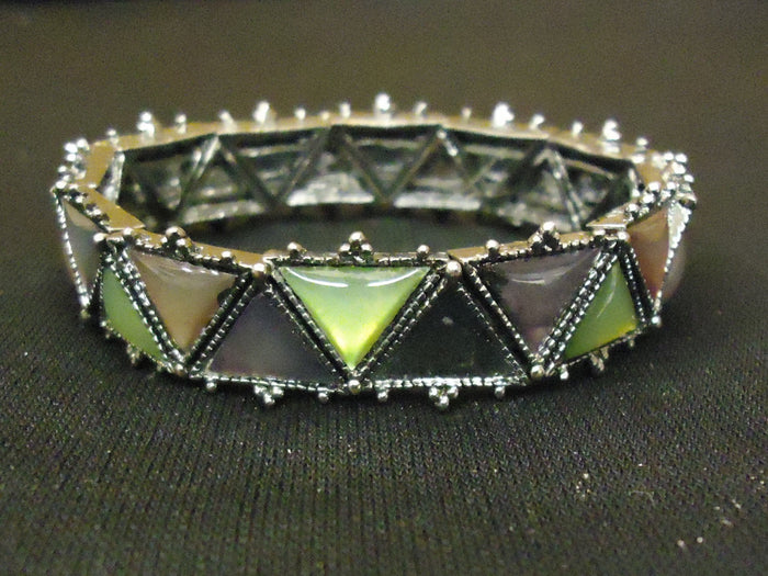 designer-fashion-bracelet-chain-link-metal-female-adult-silver-green-brown-preowned 1