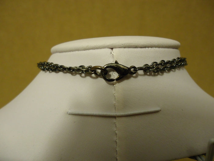 designer-fashion-necklace-16in-drop-dangle-chain-metal-female-adult-black-white-preowned 3