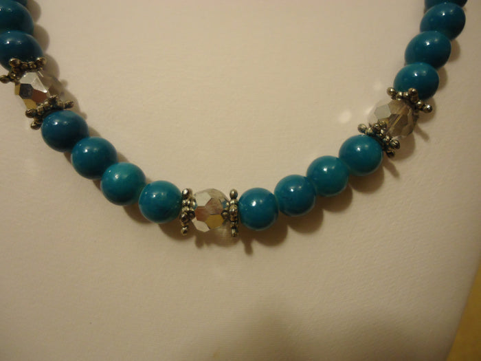 designer-fashion-necklace-16in-l-beaded-strand-female-adult-blue-silver-preowned 2