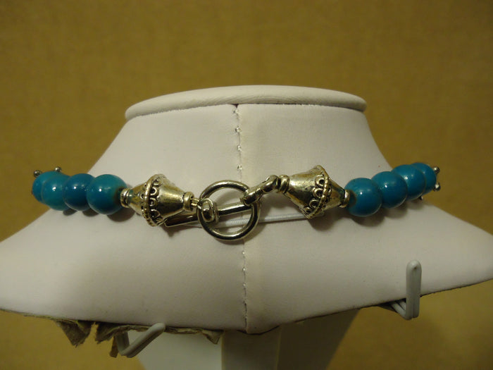 designer-fashion-necklace-16in-l-beaded-strand-female-adult-blue-silver-preowned 3