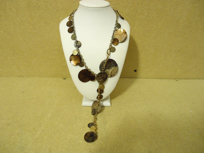 designer-fashion-necklace-18in-l-drop-dangle-metal-female-adult-golds-browns-preowned 1