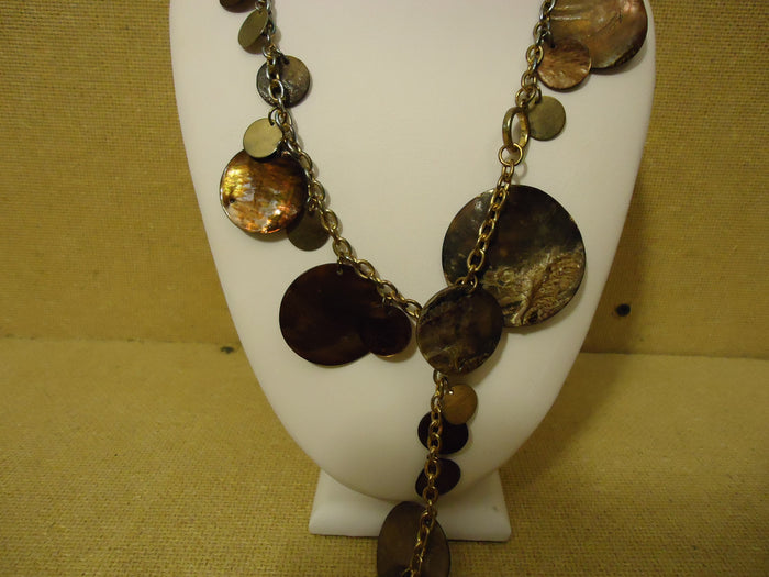 designer-fashion-necklace-18in-l-drop-dangle-metal-female-adult-golds-browns-preowned 2