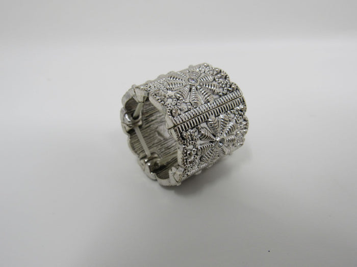 Designer-Fashion-Ring-Silver-Small-Clear-Gems-Female-Adult-Size-6-Floral-458 1