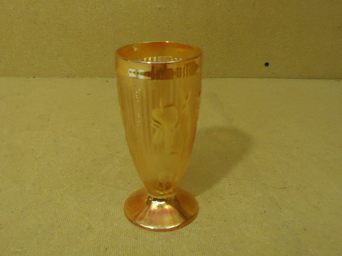 Designer Footed Water Glass 6in H x 2 3/4in Diameter Rose Glass -- Used