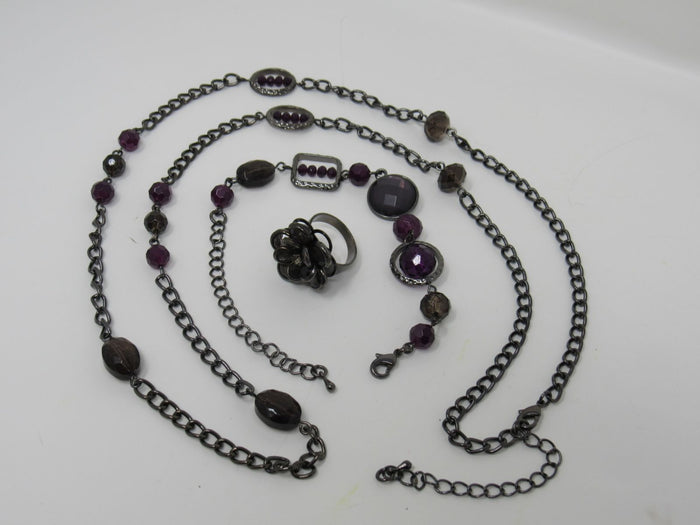 Designer-Matching-Earrings-Bracelet-and-Necklace-Female-Adult-Size-Purples-498 3
