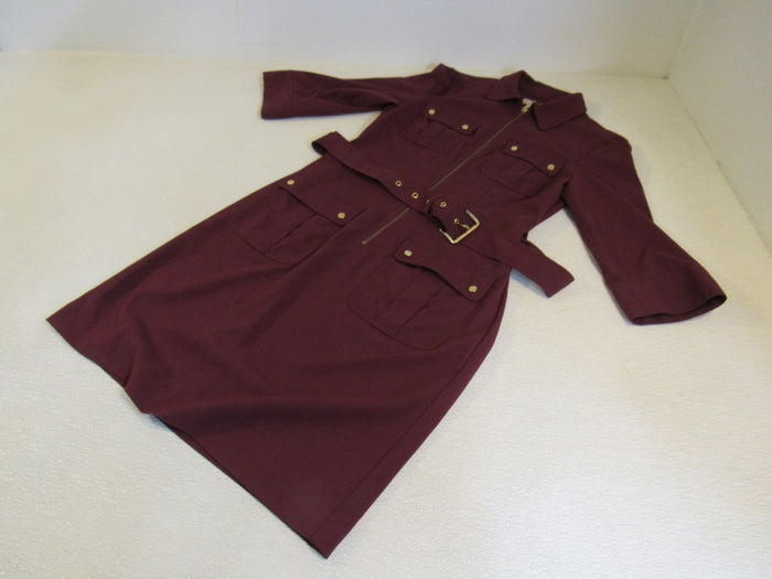 Michael-Kors-Dress-Maroon-Zip-Up-Female-Adult-Size-S-Solid-390 1