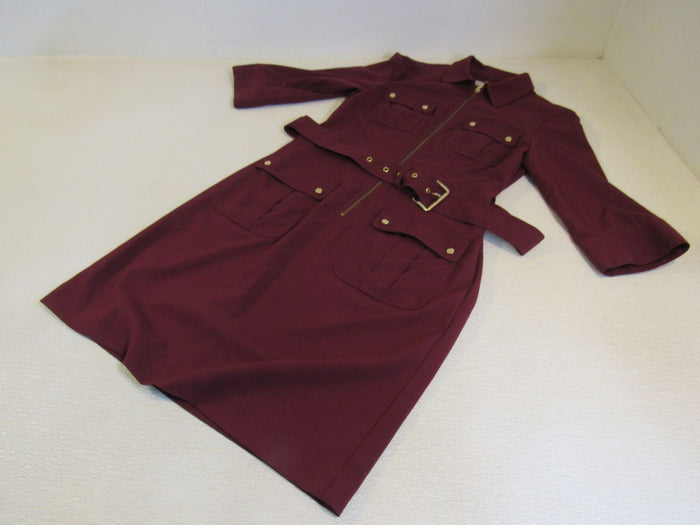 Michael-Kors-Dress-Maroon-Zip-Up-Female-Adult-Size-S-Solid-390 2