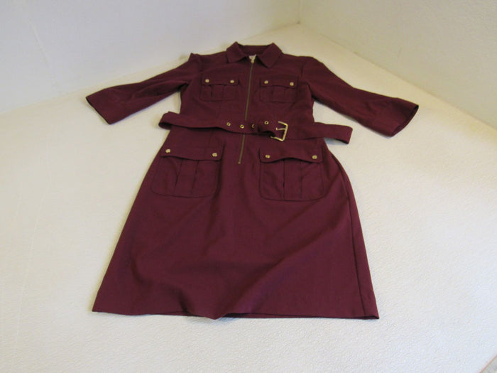 Michael-Kors-Dress-Maroon-Zip-Up-Female-Adult-Size-S-Solid-390 3