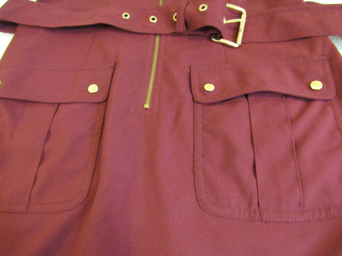 Michael-Kors-Dress-Maroon-Zip-Up-Female-Adult-Size-S-Solid-390 4