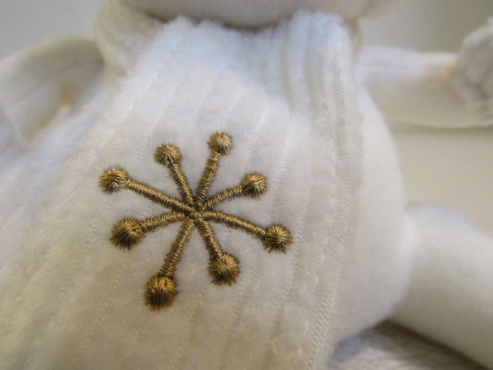 First-Main-Inc-Marshmallow-Plush-Snowman-Off-White-Gold-Snowflakes-5420XS1414-898 4