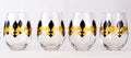NolaCajun Fleur de Lis Stemless Wine Glass Set Black and Gold Louisiana Saints Spirit Barware
