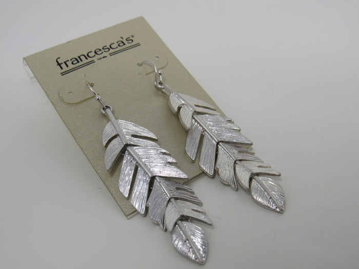 Francescas-Silver-Leaf-Earrings-Silver-Dangle-Fish-Hook-Back-Female-Adult-490 1