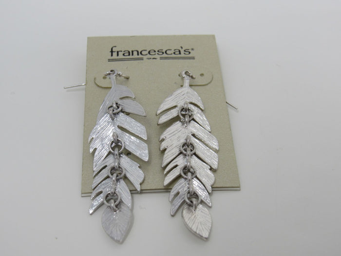 Francescas-Silver-Leaf-Earrings-Silver-Dangle-Fish-Hook-Back-Female-Adult-490 4