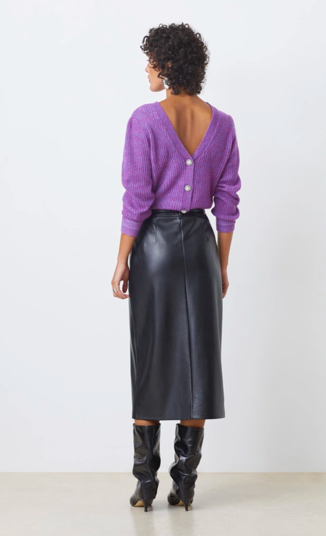 FRIDA LEATHER SKIRT IN NOIR