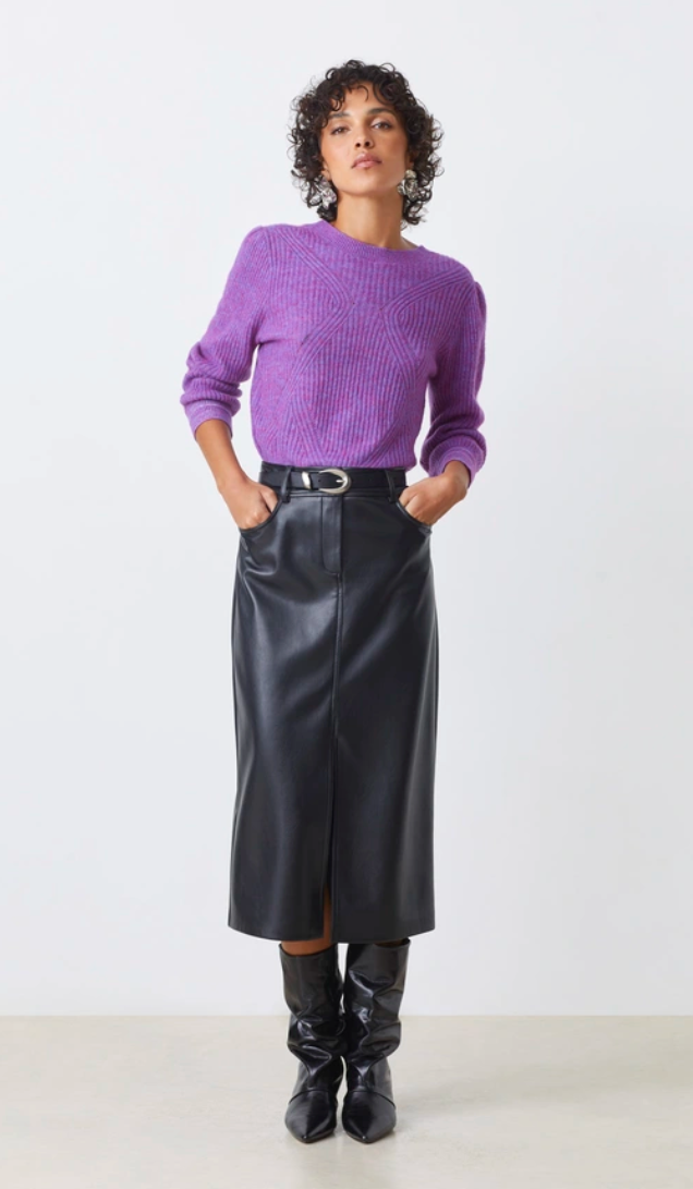 FRIDA LEATHER SKIRT IN NOIR