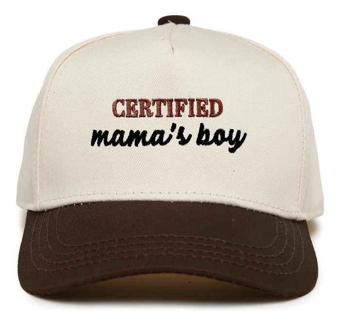 Funky Junque Two Tone Cap Certified Mamas Boy - Brown/beige