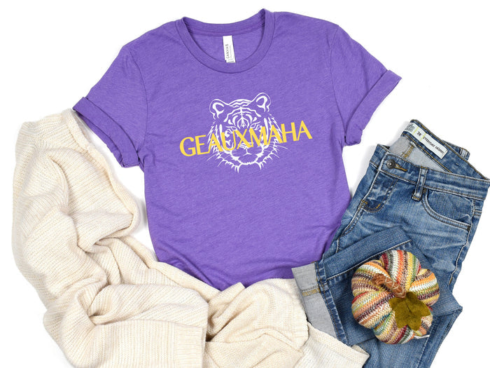 NolaCajun Geauxmaha Ladies T-Shirt Front View Louisiana Cajun Apparel New Orleans