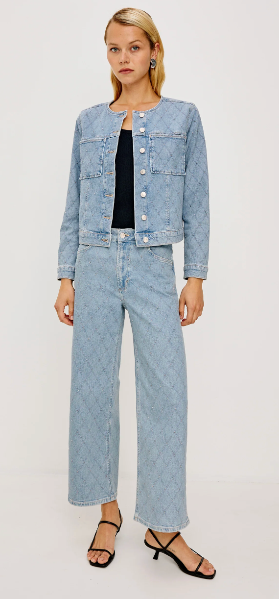 GETTY CROP JEANS IN QUILTED STUD