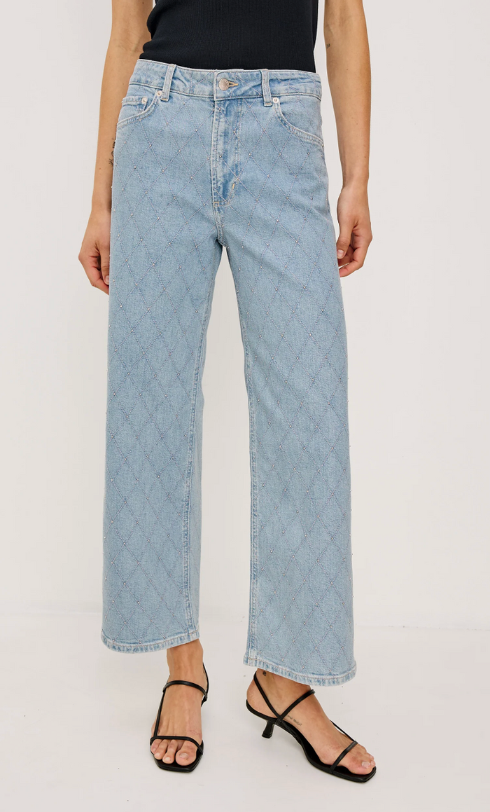 GETTY CROP JEANS IN QUILTED STUD