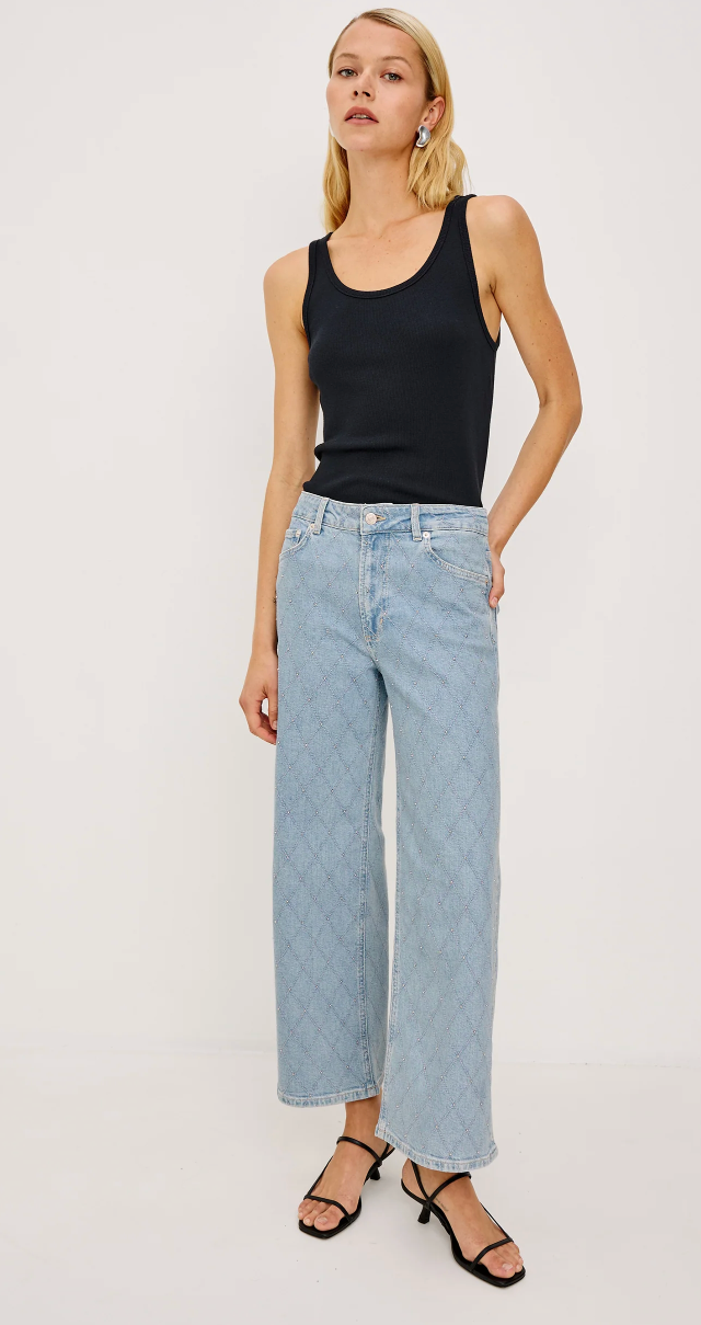 GETTY CROP JEANS IN QUILTED STUD