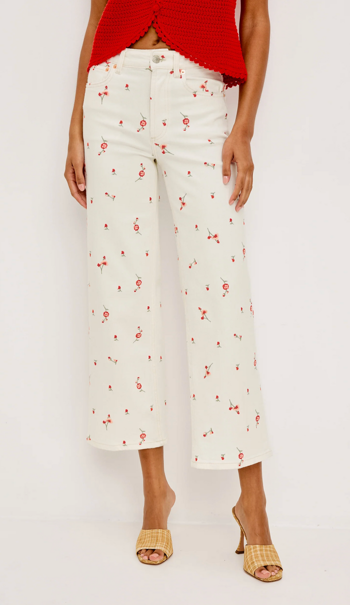Getty Crop Wide Leg Ecru Romantic Floral