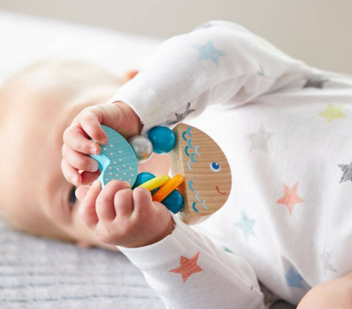 HABA USA Rattlefish Wooden Baby Rattle