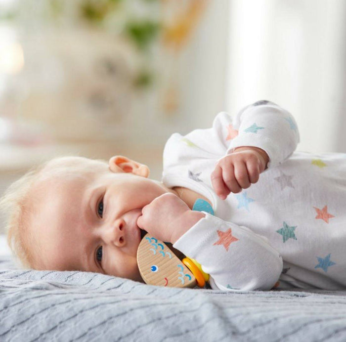 HABA USA Rattlefish Wooden Baby Rattle