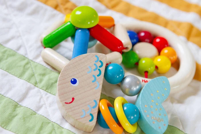 HABA USA Rattlefish Wooden Baby Rattle