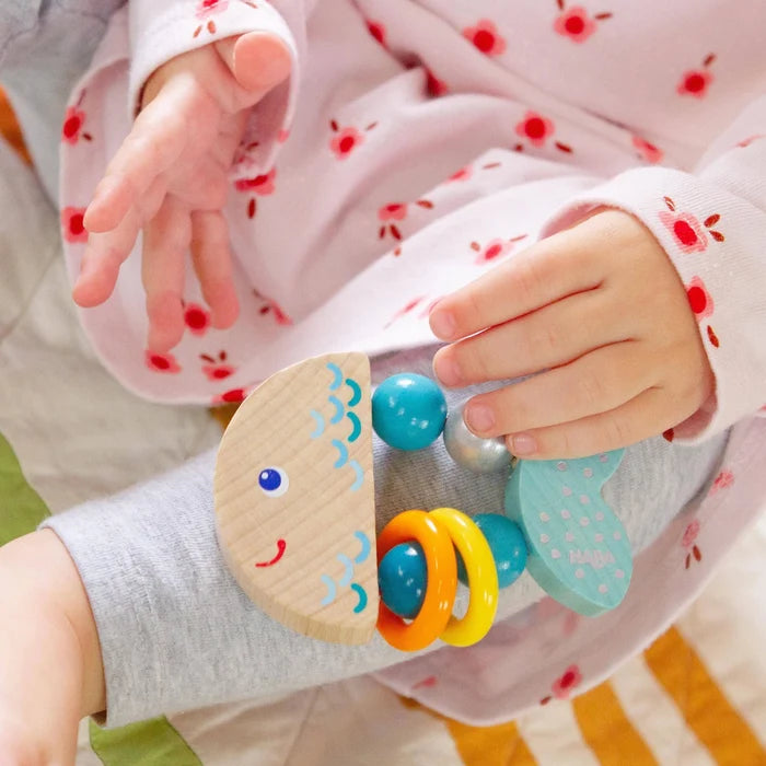 HABA USA Rattlefish Wooden Baby Rattle