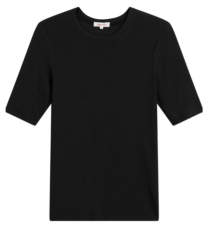 HALF SLV TEE IN BLACK