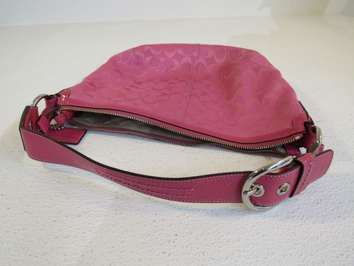 Coach-Handbags-Shoulder-Hobo-Purse-Pink-Fabric-Leather-A0920-F13115-104 4