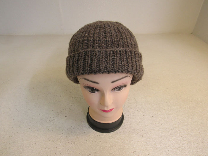 Handcrafted-Beanie-Dark-Brown-Textured-Merino-Adult-436 3