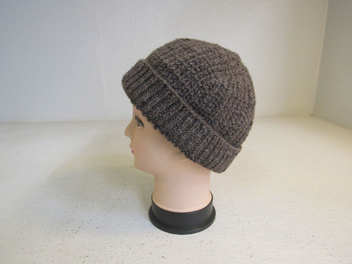 Handcrafted-Beanie-Dark-Brown-Textured-Merino-Adult-436 4