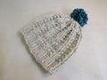 Handcrafted-Beanie-Hat-Cream-Teal-Pom-Pom-Merino-Female-Adult-504 1