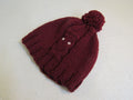 Handcrafted-Beanie-Owl-Hat-Cranberry-Pom-Pom-Merino-Female-Adult-444 1