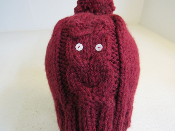 Handcrafted-Beanie-Owl-Hat-Cranberry-Pom-Pom-Merino-Female-Adult-444 5