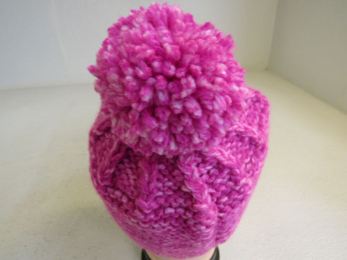 Handcrafted-Beanie-Owl-Hat-Hot-Pink-Light-Pink-Pom-Pom-Merino-Female-Adult-458 6