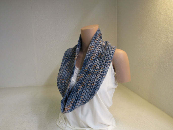 Handcrafted-Cowl-Blue-Orange-Crocheted-Merino-Female-Adult-482 2