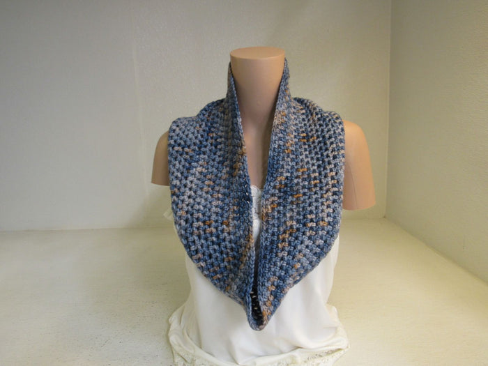 Handcrafted-Cowl-Blue-Orange-Crocheted-Merino-Female-Adult-482 3