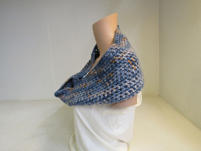 Handcrafted-Cowl-Blue-Orange-Crocheted-Merino-Female-Adult-482 4