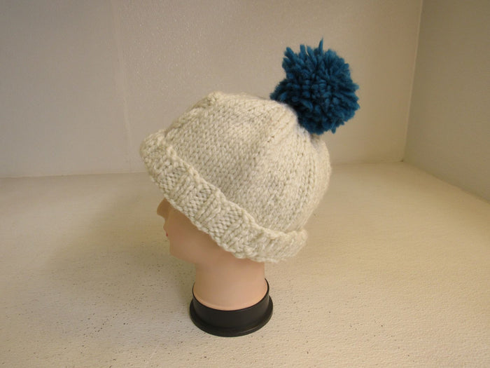 Handcrafted-Owl-Hat-Cream-Teal-Pom-Pom-Acrylic-Wool-Female-Adult-470 4