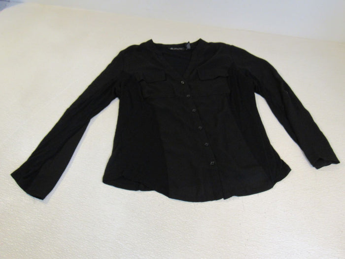 INC-Dress-Shirt-Black-Button-Down-Polyester-Rayon-Female-Size-L-600 3
