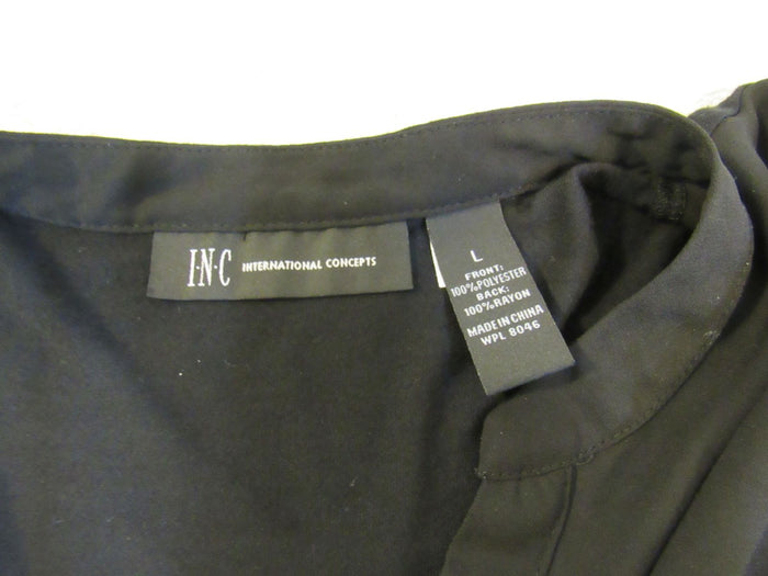 INC-Dress-Shirt-Black-Button-Down-Polyester-Rayon-Female-Size-L-600 5