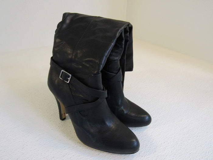 INC-International-Concepts-Mid-Calf-Boots-Black-Tall-Faux-Leather-Female-Size-8M-300 1