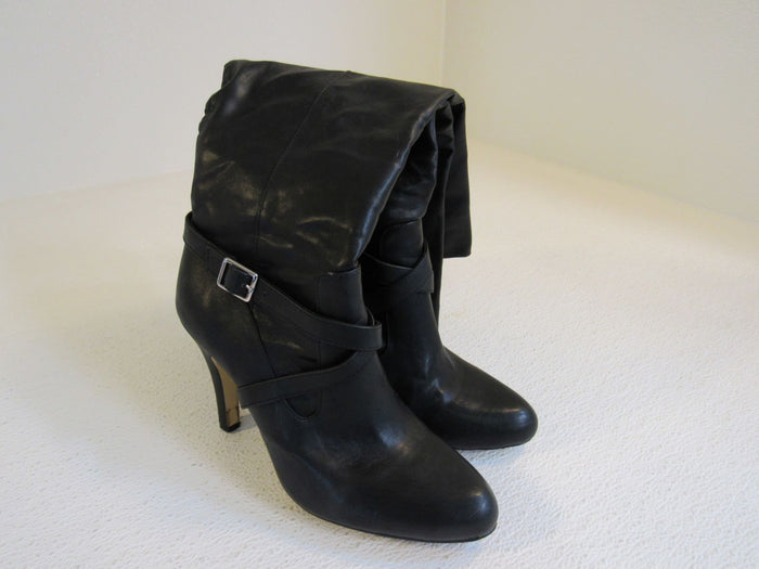 INC-International-Concepts-Mid-Calf-Boots-Black-Tall-Faux-Leather-Female-Size-8M-300 2