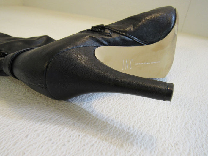 INC-International-Concepts-Mid-Calf-Boots-Black-Tall-Faux-Leather-Female-Size-8M-300 6