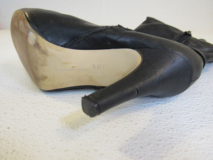 INC-International-Concepts-Mid-Calf-Boots-Black-Tall-Faux-Leather-Female-Size-8M-300 8