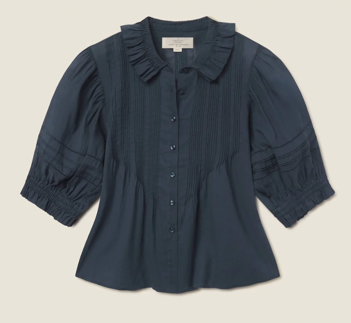 JESS BLOUSE IN TEAL COTTON VOLIE