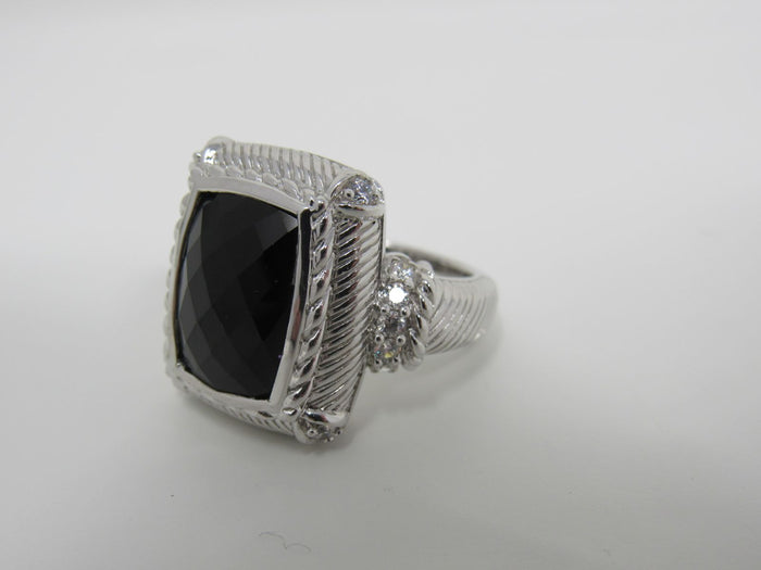 Judith-Ripka-Collection-Ring-Black-Gemstone-Female-Adult-Size-8-Solid-476 1