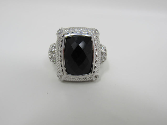 Judith-Ripka-Collection-Ring-Black-Gemstone-Female-Adult-Size-8-Solid-476 3